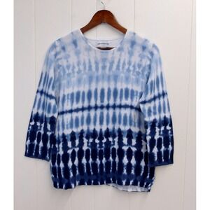 Alfred Dunner Women's M Blue & White Tie Dye Knit Top Cotton Blend / #1018
